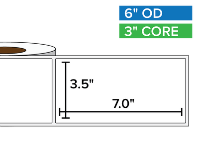 Rectangular Labels, Matte BOPP (poly) | 3.5 x 7 inches | 3 in. core, 6 in. outside diameter-Afinia Label Store