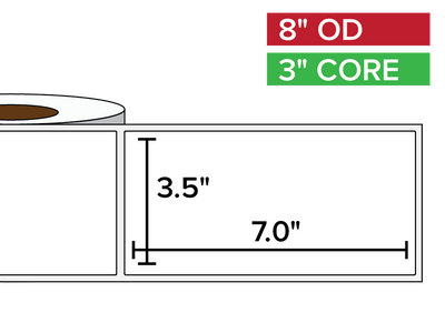 Rectangular Labels, Matte BOPP (poly) | 3.5 x 7 inches | 3 in. core, 8 in. outside diameter-Afinia Label Store