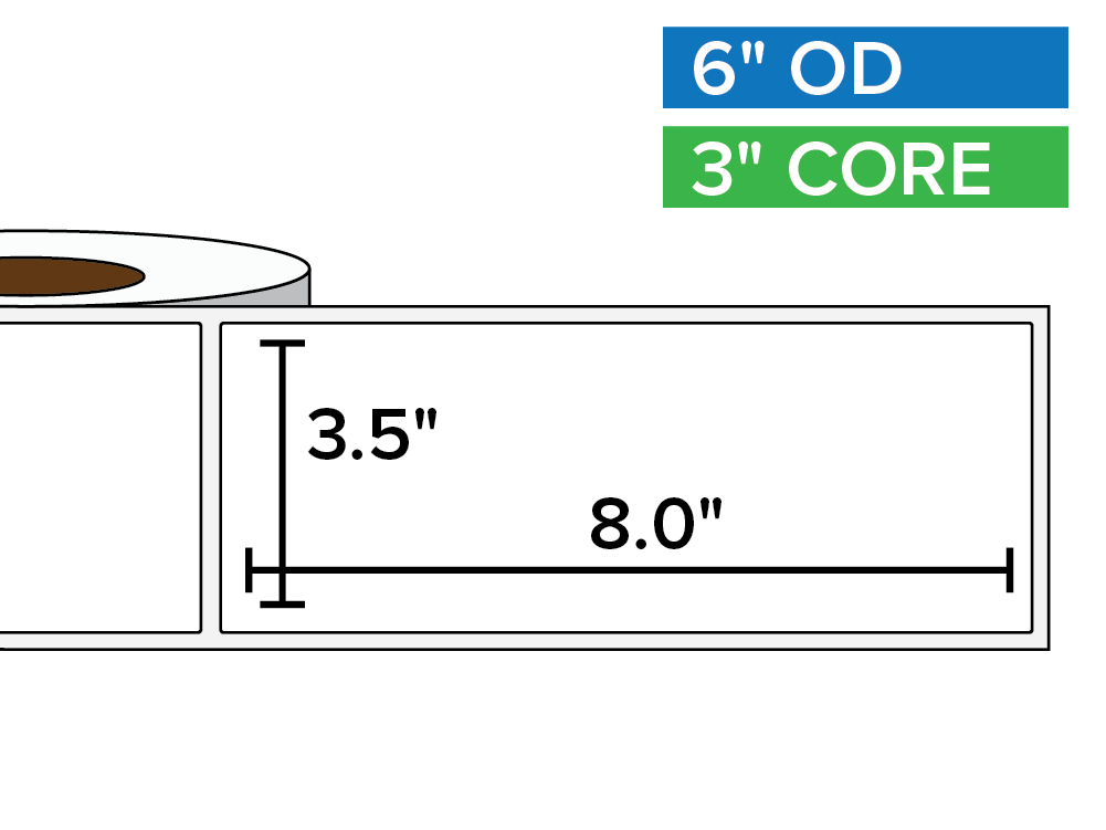 Rectangular Labels, Matte BOPP (poly) | 3.5 x 8 inches | 3 in. core, 6 in. outside diameter-Afinia Label Store