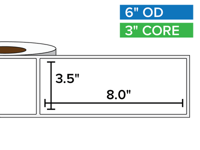 Rectangular Labels, Matte BOPP (poly) | 3.5 x 8 inches | 3 in. core, 6 in. outside diameter-Afinia Label Store