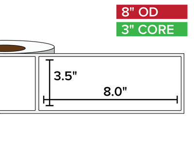 Rectangular Labels, Matte BOPP (poly) | 3.5 x 8 inches | 3 in. core, 8 in. outside diameter-Afinia Label Store