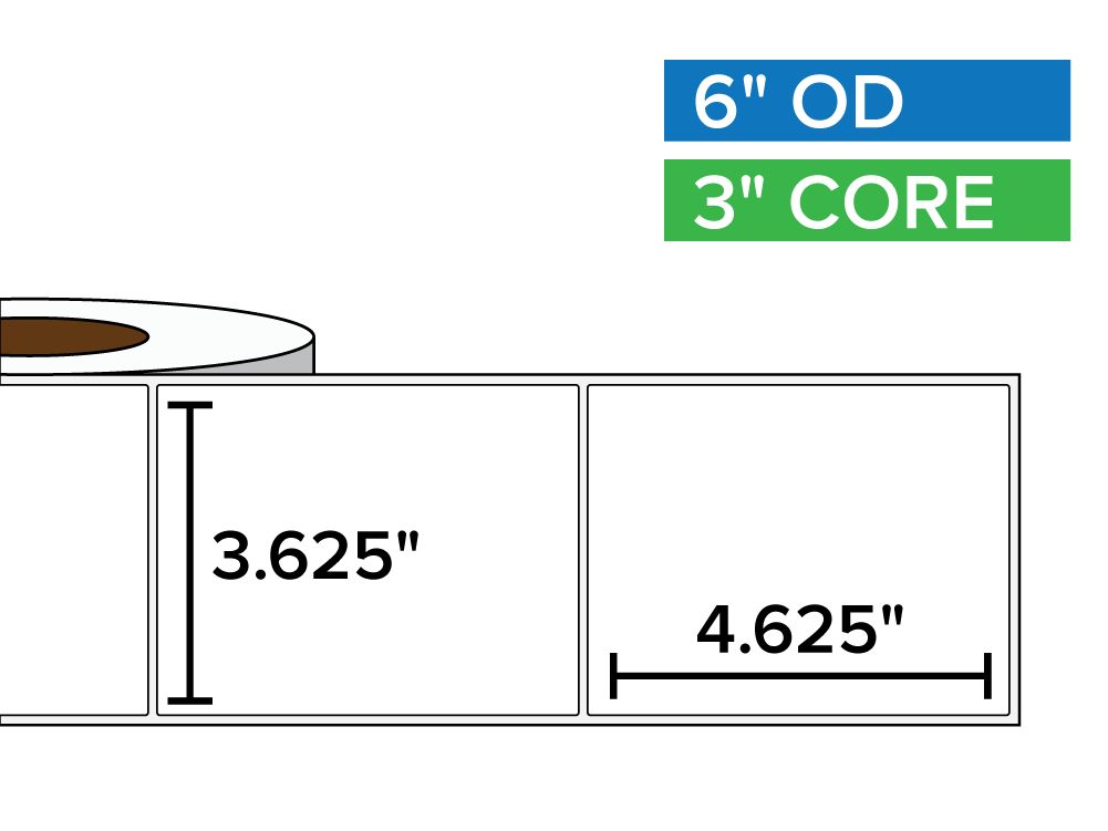 Rectangular Labels, Matte BOPP (poly) | 3.625 x 4.625 inches | 3 in. core, 6 in. outside diameter-Afinia Label Store