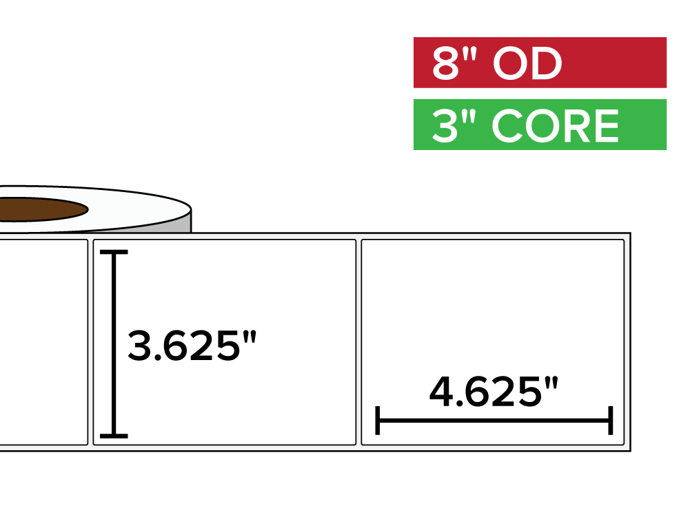 Rectangular Labels, Matte BOPP (poly) | 3.625 x 4.625 inches | 3 in. core, 8 in. outside diameter-Afinia Label Store