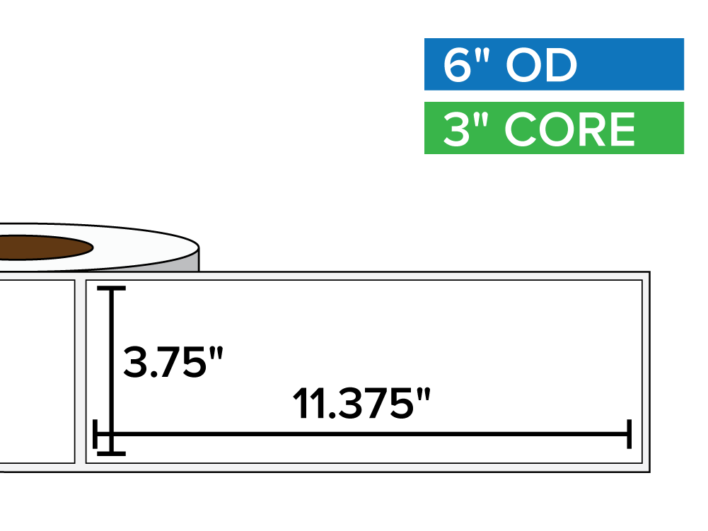 Rectangular Labels, Matte BOPP (poly) | 3.75 x 11.375 inches | 3 in. core, 6 in. outside diameter-Afinia Label Store