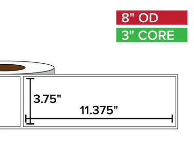 Rectangular Labels, Matte BOPP (poly) | 3.75 x 11.375 inches | 3 in. core, 8 in. outside diameter-Afinia Label Store