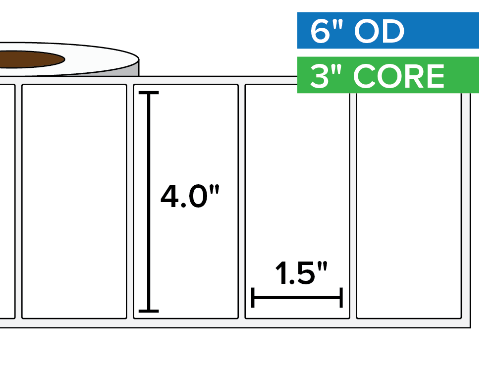 Rectangular Labels, Matte BOPP (poly) | 4 x 1.5 inches | 3 in. core, 6 in. outside diameter-Afinia Label Store