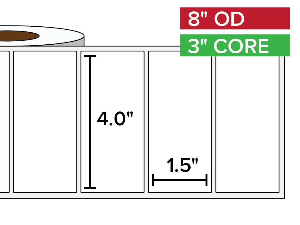 Rectangular Labels, Matte BOPP (poly) | 4 x 1.5 inches | 3 in. core, 8 in. outside diameter-Afinia Label Store