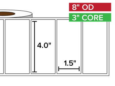 Rectangular Labels, Matte BOPP (poly) | 4 x 1.5 inches | 3 in. core, 8 in. outside diameter-Afinia Label Store