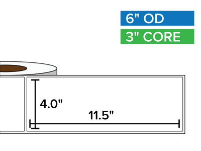 Rectangular Labels, Matte BOPP (poly) | 4 x 11.5 inches | 3 in. core, 6 in. outside diameter-Afinia Label Store