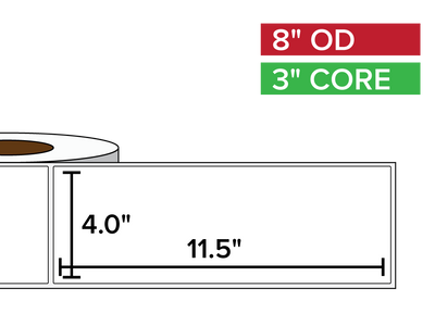 Rectangular Labels, Matte BOPP (poly) | 4 x 11.5 inches | 3 in. core, 8 in. outside diameter-Afinia Label Store