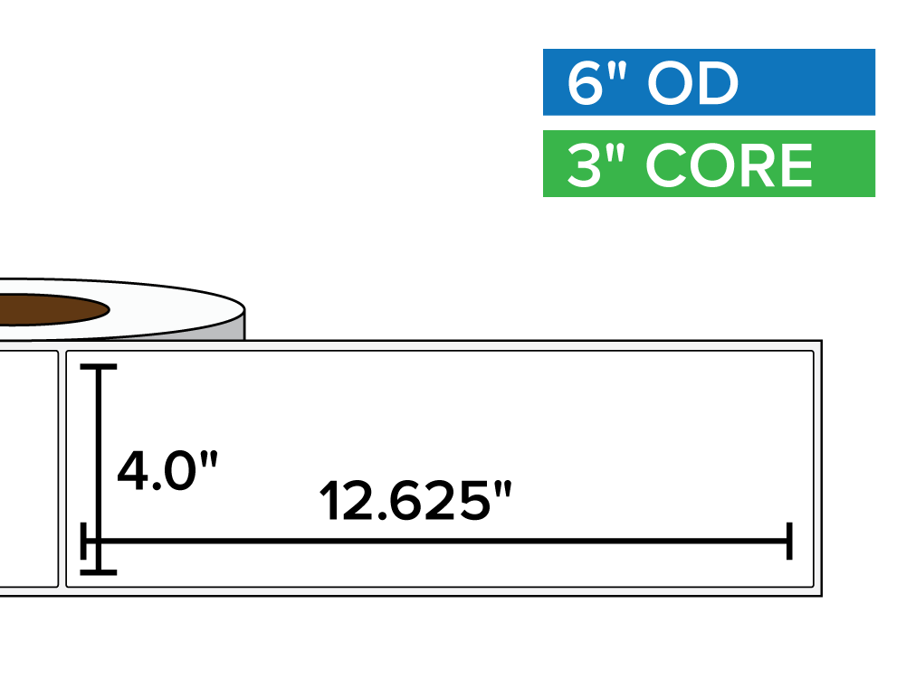 Rectangular Labels, Matte BOPP (poly) | 4 x 12.625 inches | 3 in. core, 6 in. outside diameter-Afinia Label Store