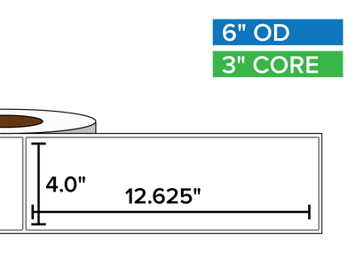 Rectangular Labels, Matte BOPP (poly) | 4 x 12.625 inches | 3 in. core, 6 in. outside diameter-Afinia Label Store