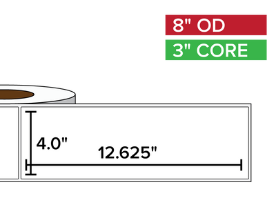 Rectangular Labels, Matte BOPP (poly) | 4 x 12.625 inches | 3 in. core, 8 in. outside diameter-Afinia Label Store