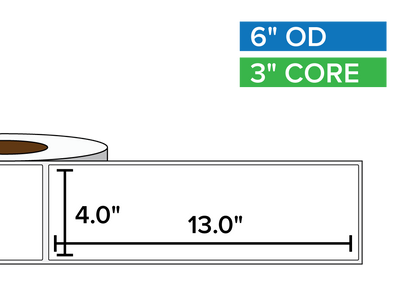 Rectangular Labels, Matte BOPP (poly) | 4 x 13 inches | 3 in. core, 6 in. outside diameter-Afinia Label Store