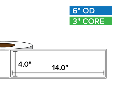 Rectangular Labels, Matte BOPP (poly) | 4 x 14 inches | 3 in. core, 6 in. outside diameter-Afinia Label Store