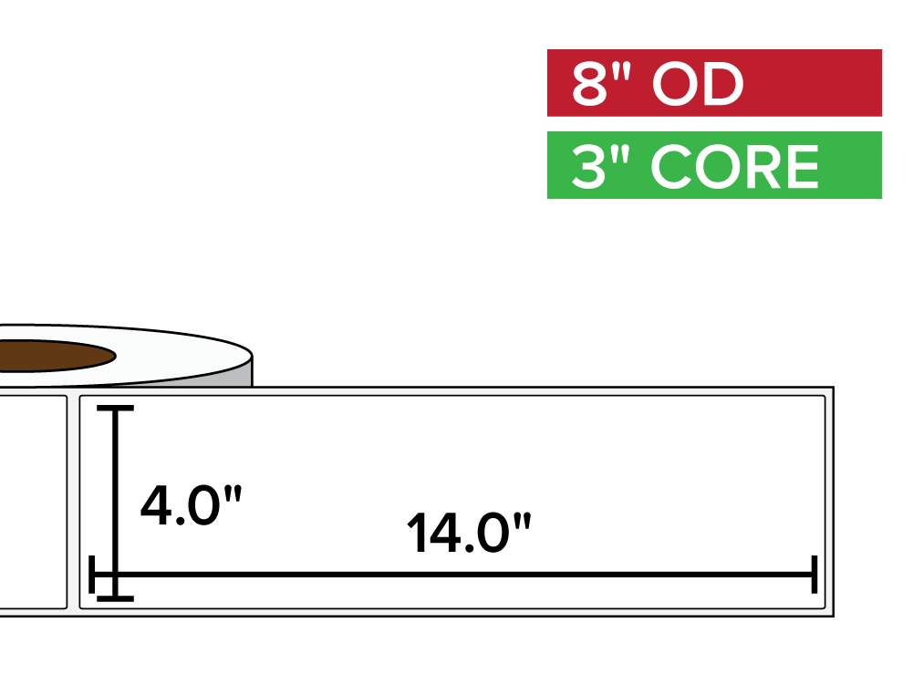 Rectangular Labels, Matte BOPP (poly) | 4 x 14 inches | 3 in. core, 8 in. outside diameter-Afinia Label Store