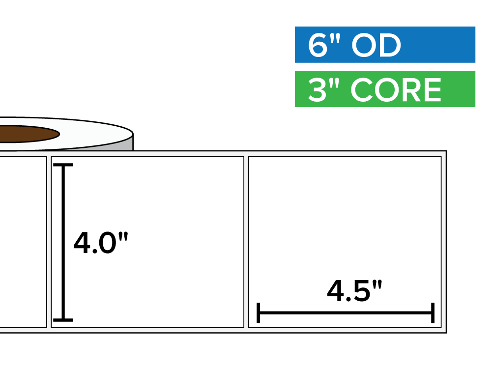 Rectangular Labels, Matte BOPP (poly) | 4 x 4.5 inches | 3 in. core, 6 in. outside diameter-Afinia Label Store