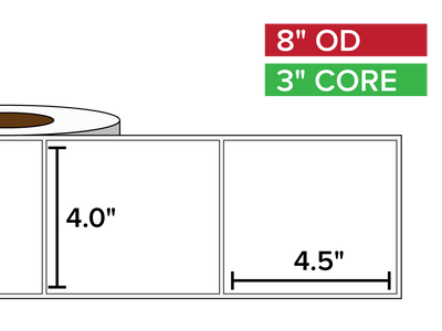 Rectangular Labels, Matte BOPP (poly) | 4 x 4.5 inches | 3 in. core, 8 in. outside diameter-Afinia Label Store