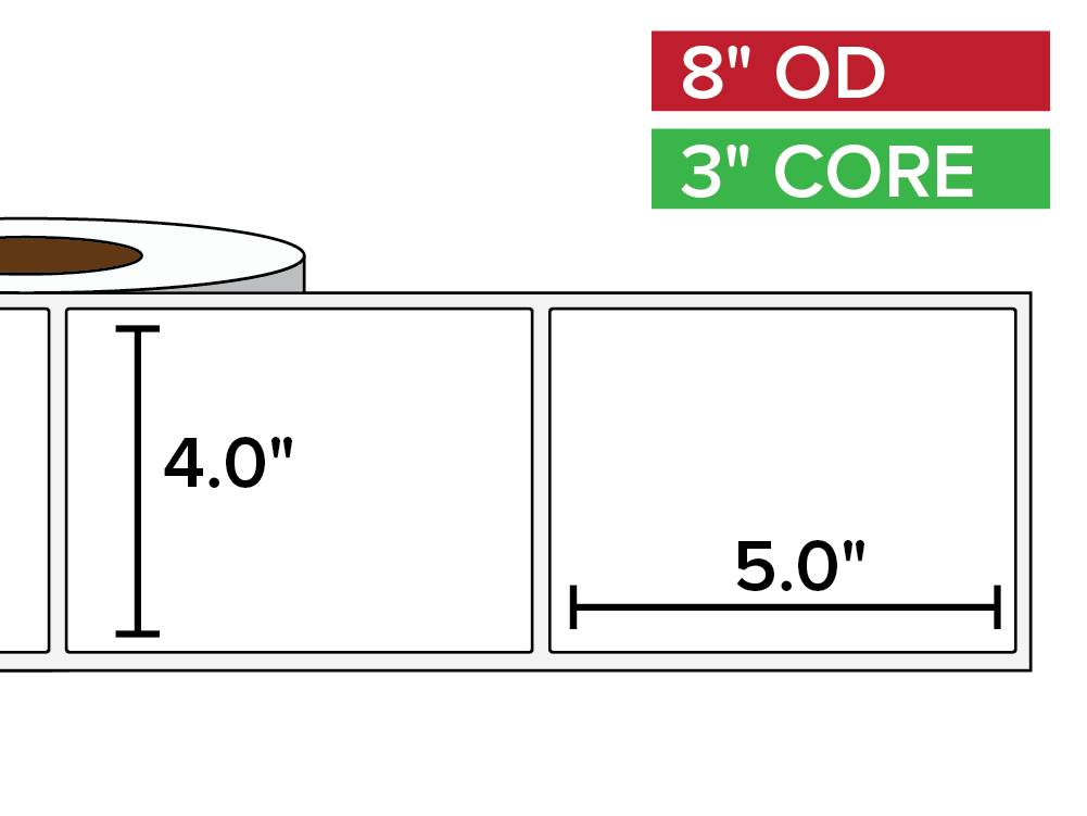 Rectangular Labels, Matte BOPP (poly) | 4 x 5 inches | 3 in. core, 8 in. outside diameter-Afinia Label Store