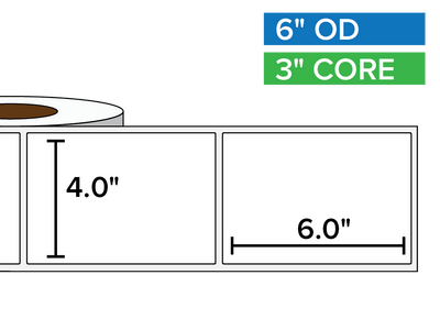 Rectangular Labels, Matte BOPP (poly) | 4 x 6 inches | 3 in. core, 6 in. outside diameter-Afinia Label Store