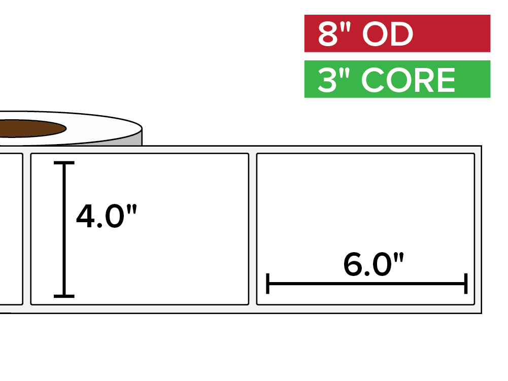 Rectangular Labels, Matte BOPP (poly) | 4 x 6 inches | 3 in. core, 8 in. outside diameter-Afinia Label Store