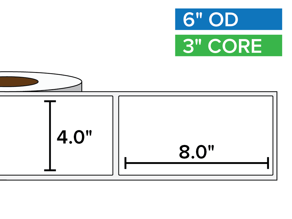 Rectangular Labels, Matte BOPP (poly) | 4 x 8 inches | 3 in. core, 6 in. outside diameter-Afinia Label Store