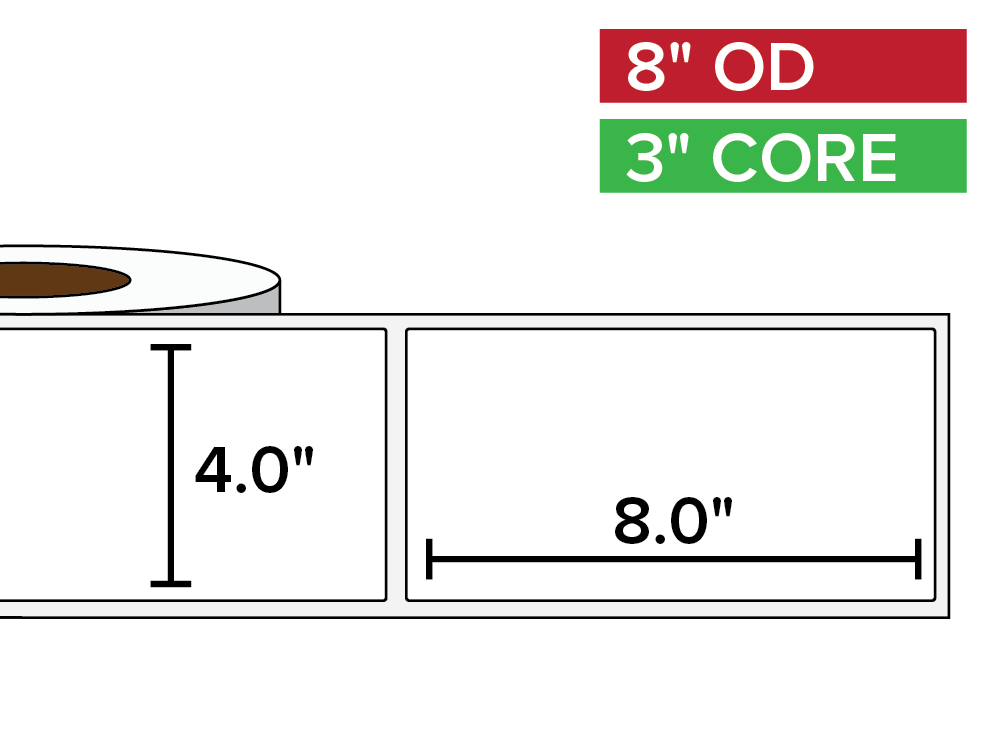 Rectangular Labels, Matte BOPP (poly) | 4 x 8 inches | 3 in. core, 8 in. outside diameter-Afinia Label Store