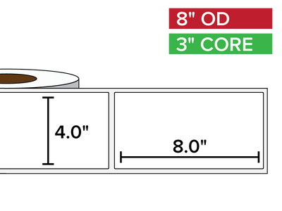 Rectangular Labels, Matte BOPP (poly) | 4 x 8 inches | 3 in. core, 8 in. outside diameter-Afinia Label Store