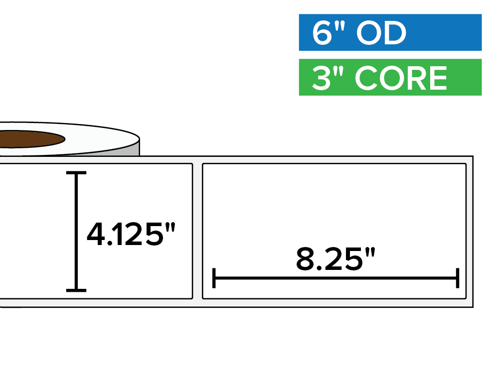 Rectangular Labels, Matte BOPP (poly) | 4.125 x 8.25 inches | 3 in. core, 6 in. outside diameter-Afinia Label Store