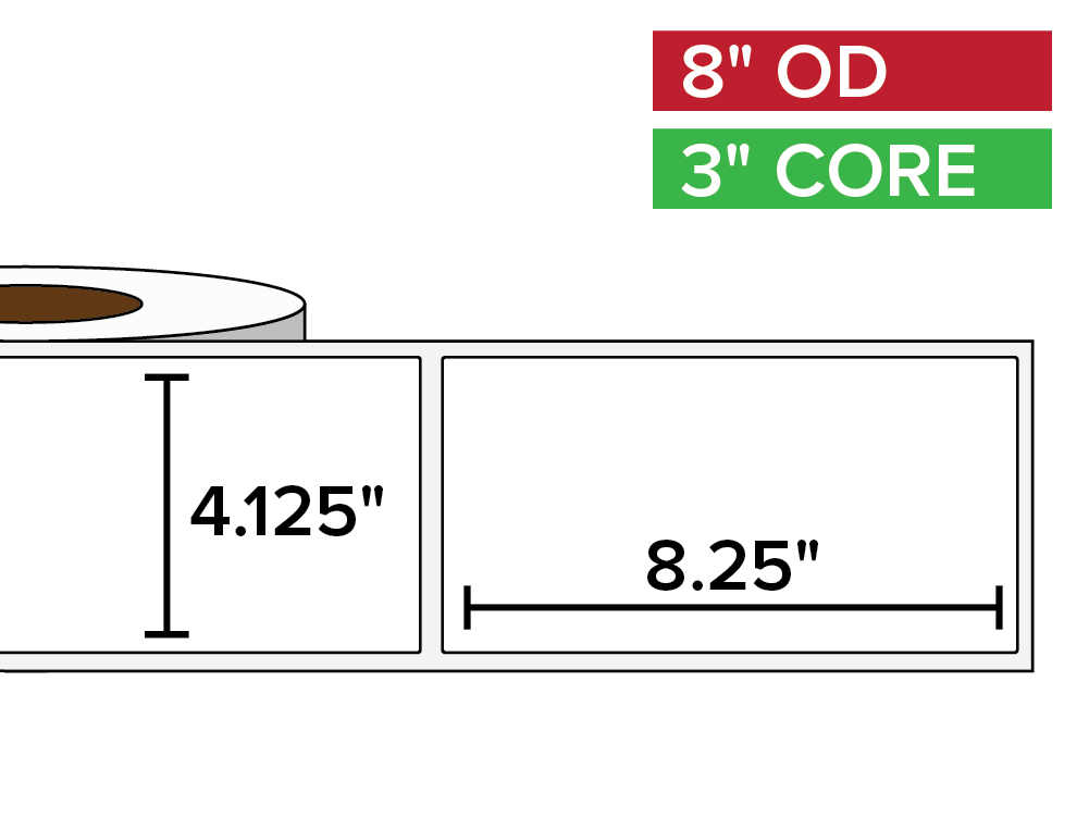 Rectangular Labels, Matte BOPP (poly) | 4.125 x 8.25 inches | 3 in. core, 8 in. outside diameter-Afinia Label Store