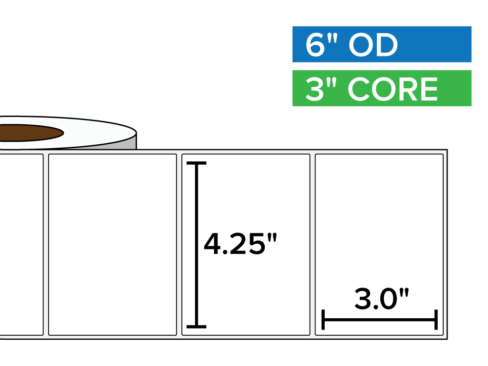 Rectangular Labels, Matte BOPP (poly) | 4.25 x 3 inches | 3 in. core, 6 in. outside diameter-Afinia Label Store