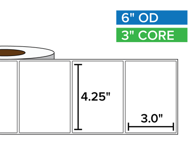 Rectangular Labels, Matte BOPP (poly) | 4.25 x 3 inches | 3 in. core, 6 in. outside diameter-Afinia Label Store