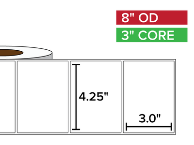 Rectangular Labels, Matte BOPP (poly) | 4.25 x 3 inches | 3 in. core, 8 in. outside diameter-Afinia Label Store