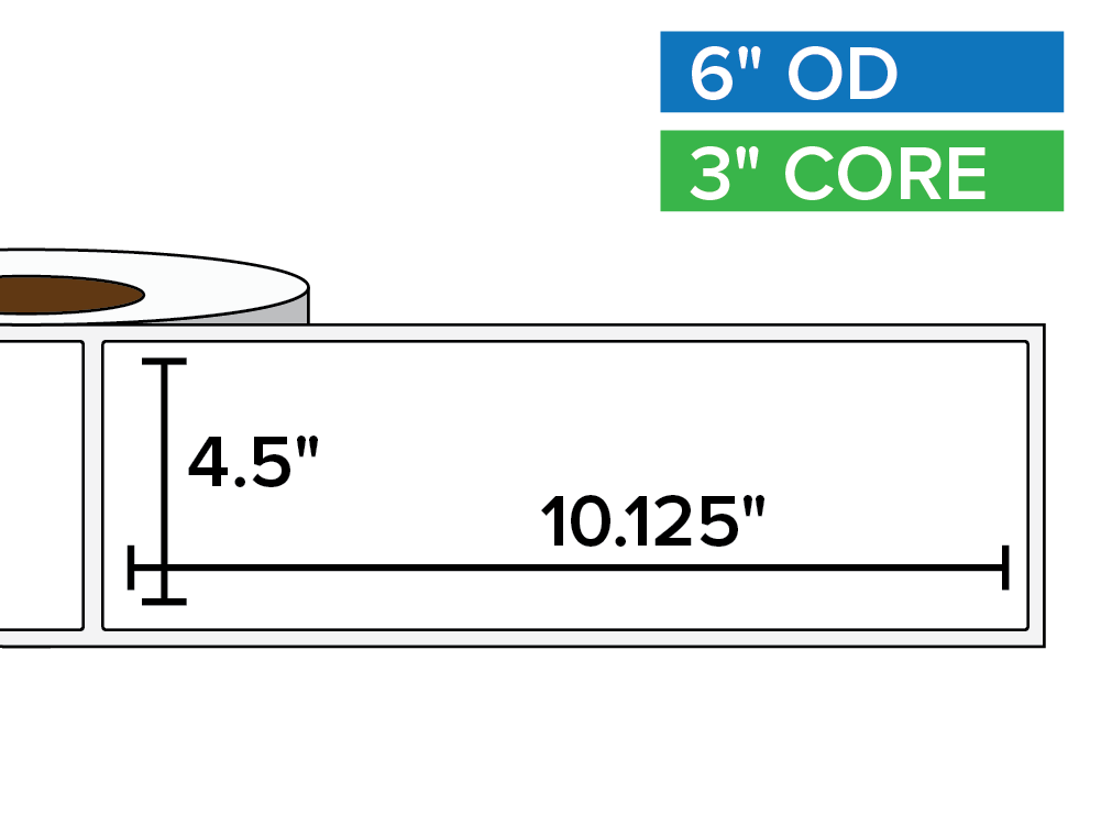 Rectangular Labels, Matte BOPP (poly) | 4.5 x 10.125 inches | 3 in. core, 6 in. outside diameter-Afinia Label Store