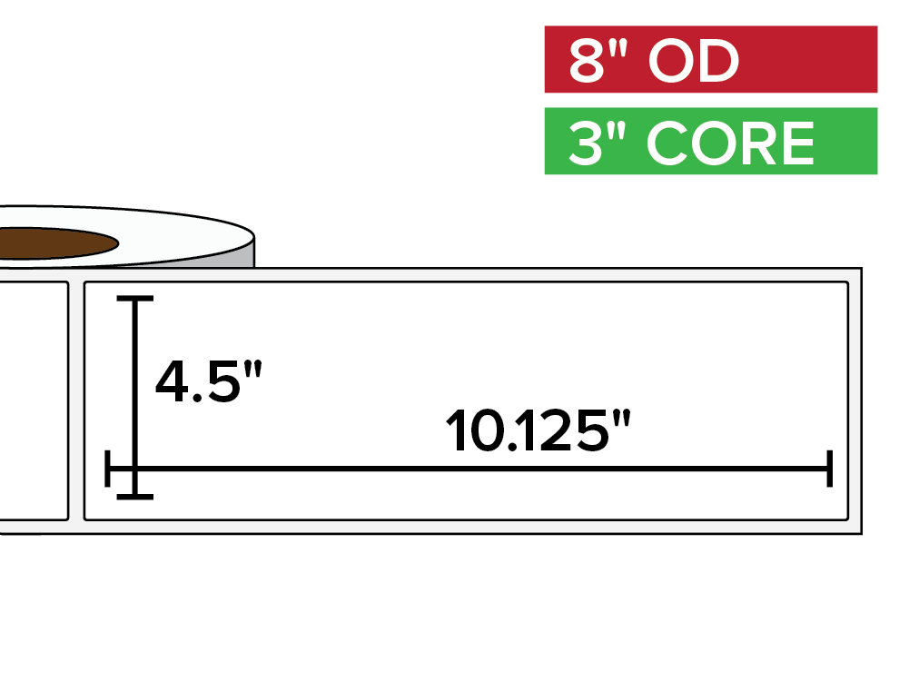 Rectangular Labels, Matte BOPP (poly) | 4.5 x 10.125 inches | 3 in. core, 8 in. outside diameter-Afinia Label Store