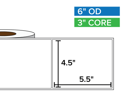 Rectangular Labels, Matte BOPP (poly) | 4.5 x 5.5 inches | 3 in. core, 6 in. outside diameter-Afinia Label Store