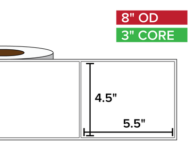 Rectangular Labels, Matte BOPP (poly) | 4.5 x 5.5 inches | 3 in. core, 8 in. outside diameter-Afinia Label Store