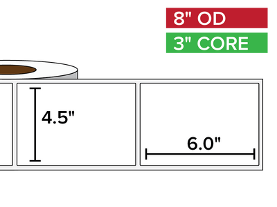 Rectangular Labels, Matte BOPP (poly) | 4.5 x 6 inches | 3 in. core, 8 in. outside diameter-Afinia Label Store