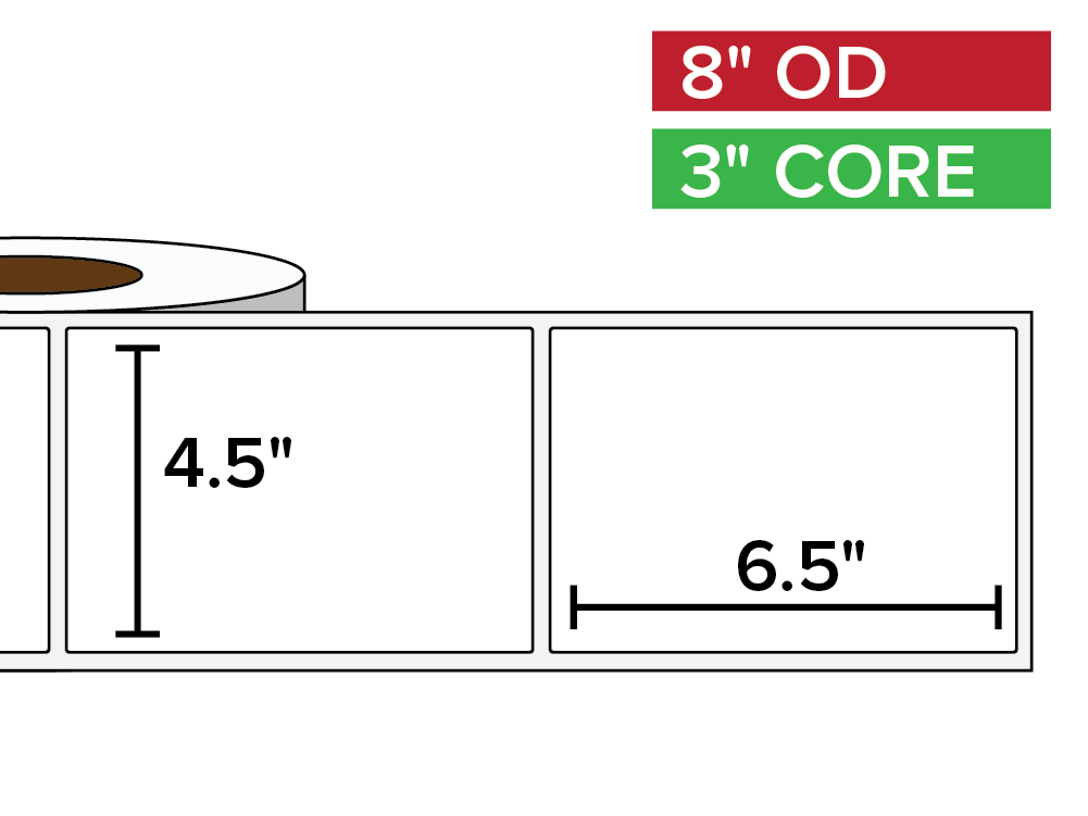 Rectangular Labels, Matte BOPP (poly) | 4.5 x 6.5 inches | 3 in. core, 8 in. outside diameter-Afinia Label Store