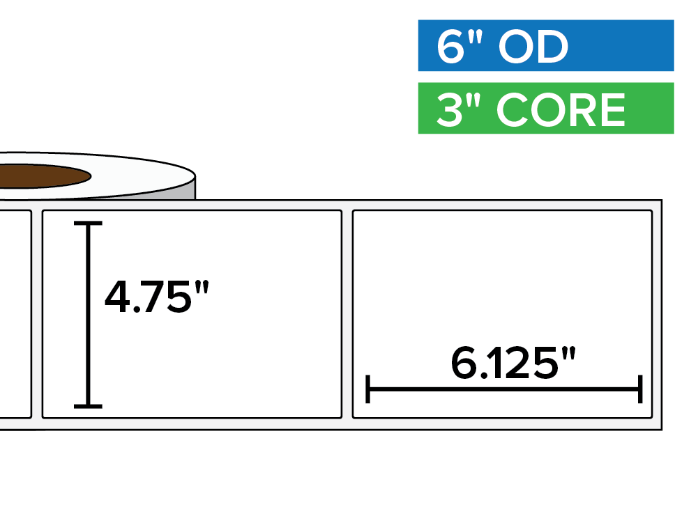 Rectangular Labels, Matte BOPP (poly) | 4.75 x 6.125 inches | 3 in. core, 6 in. outside diameter-Afinia Label Store