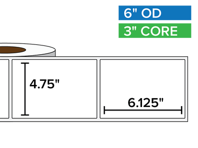 Rectangular Labels, Matte BOPP (poly) | 4.75 x 6.125 inches | 3 in. core, 6 in. outside diameter-Afinia Label Store