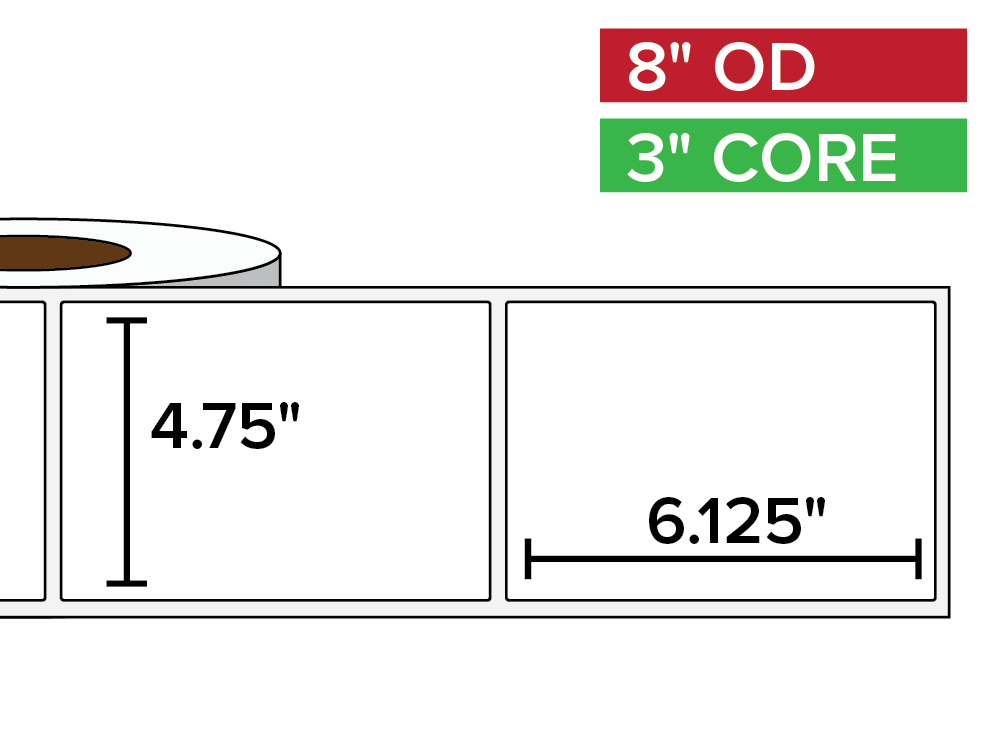 Rectangular Labels, Matte BOPP (poly) | 4.75 x 6.125 inches | 3 in. core, 8 in. outside diameter-Afinia Label Store