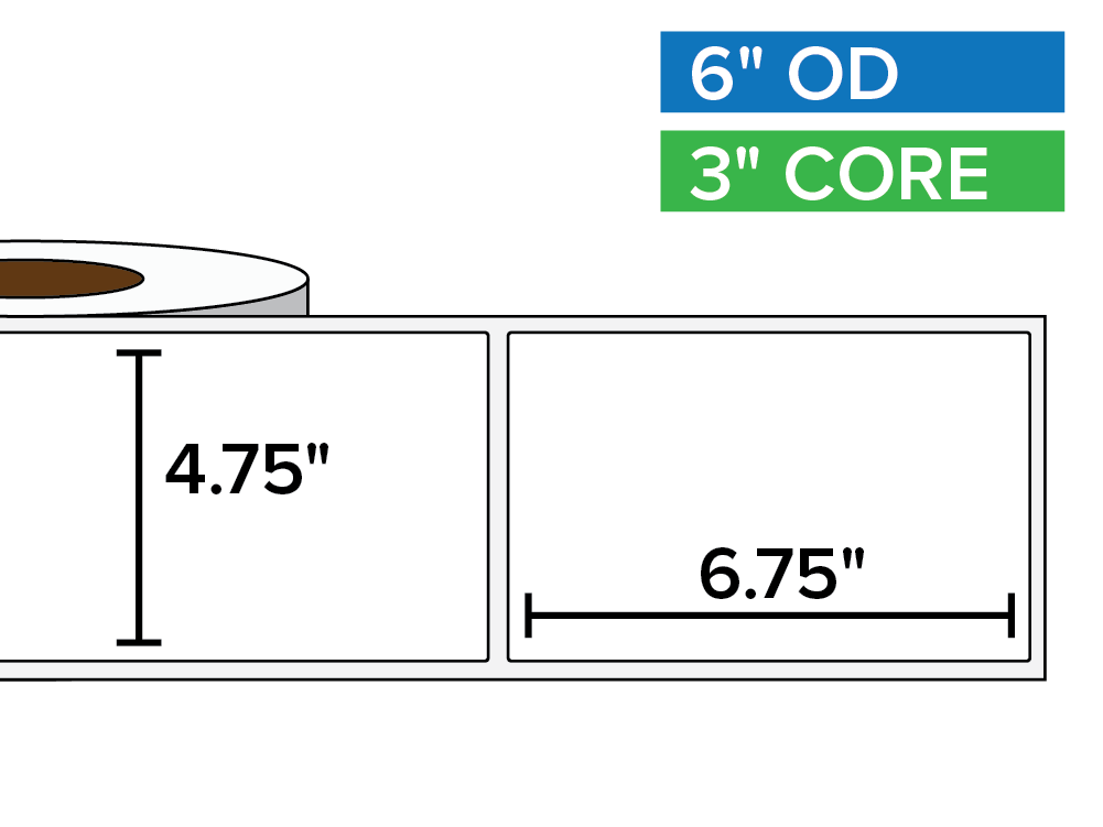 Rectangular Labels, Matte BOPP (poly) | 4.75 x 6.75 inches | 3 in. core, 6 in. outside diameter-Afinia Label Store