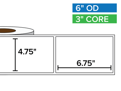 Rectangular Labels, Matte BOPP (poly) | 4.75 x 6.75 inches | 3 in. core, 6 in. outside diameter-Afinia Label Store