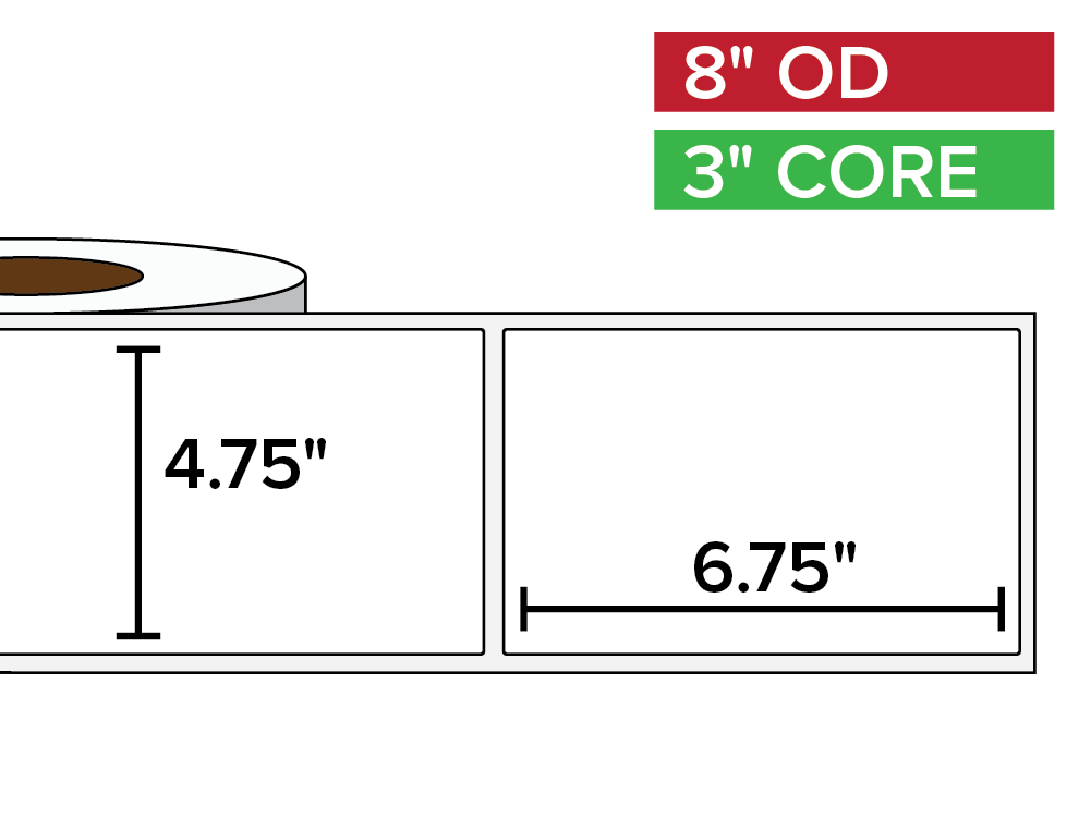 Rectangular Labels, Matte BOPP (poly) | 4.75 x 6.75 inches | 3 in. core, 8 in. outside diameter-Afinia Label Store