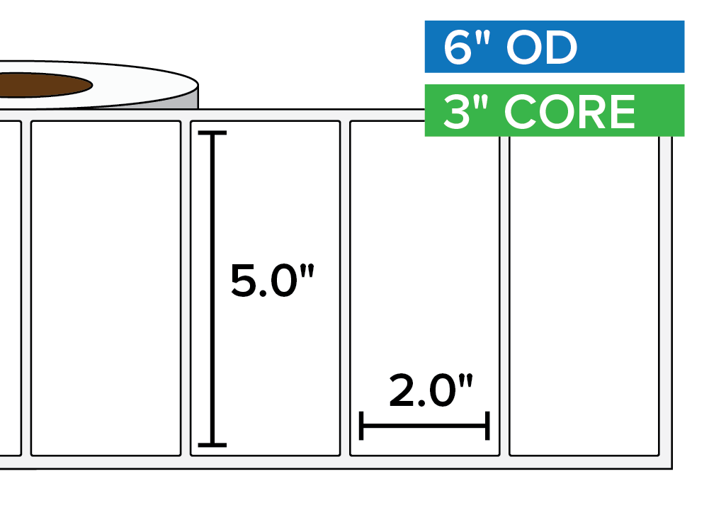 Rectangular Labels, Matte BOPP (poly) | 5 x 2 inches | 3 in. core, 6 in. outside diameter-Afinia Label Store