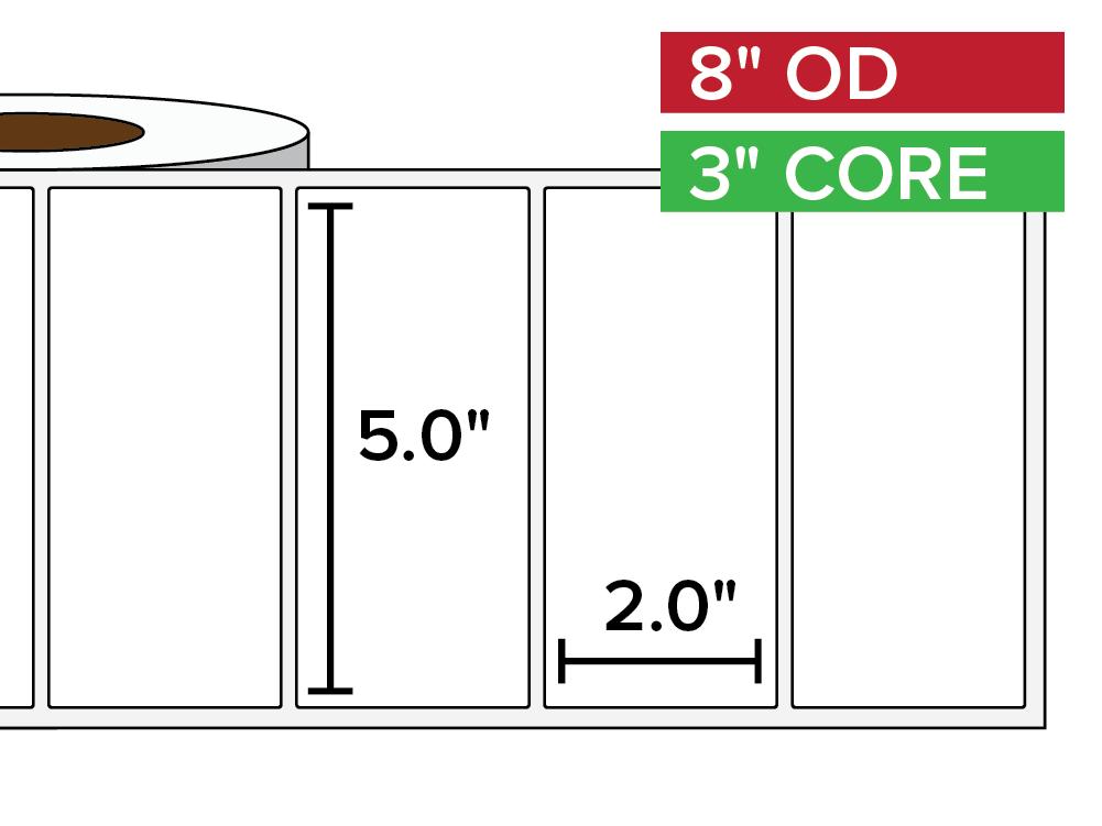 Rectangular Labels, Matte BOPP (poly) | 5 x 2 inches | 3 in. core, 8 in. outside diameter-Afinia Label Store