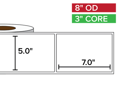 Rectangular Labels, Matte BOPP (poly) | 5 x 7 inches | 3 in. core, 8 in. outside diameter-Afinia Label Store