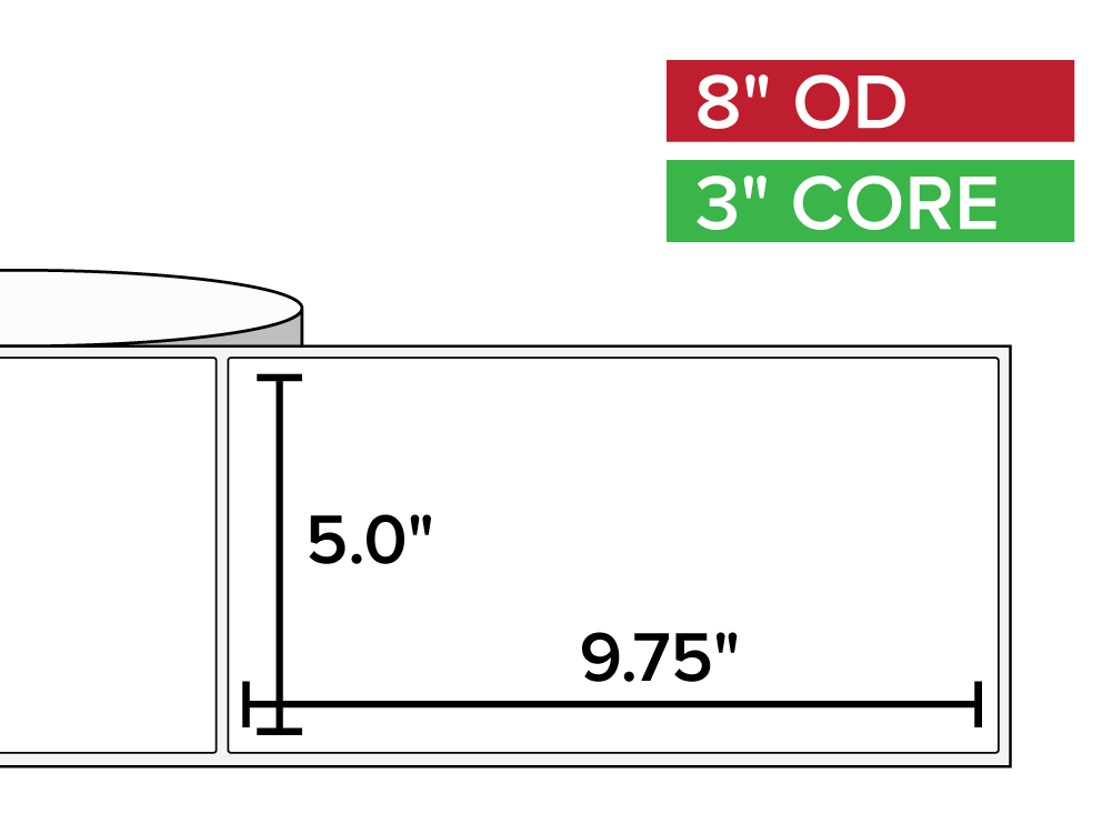 Rectangular Labels, Matte BOPP (poly) | 5 x 9.75 inches | 3 in. core, 8 in. outside diameter-Afinia Label Store