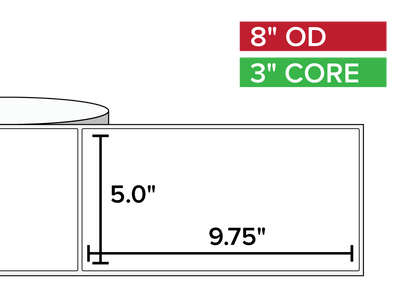 Rectangular Labels, Matte BOPP (poly) | 5 x 9.75 inches | 3 in. core, 8 in. outside diameter-Afinia Label Store